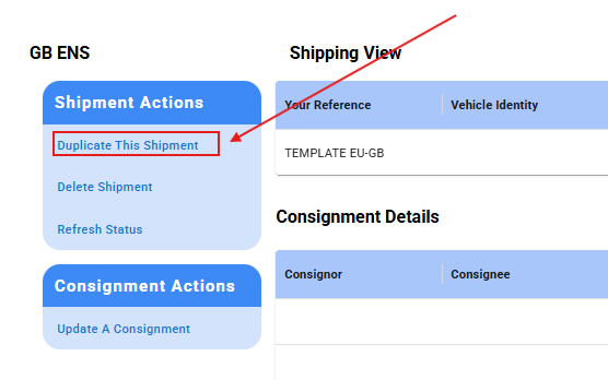 Duplicate this shipment - S&S GB